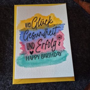 Viel Glück, Gesundheit und Erfolg – handgemachte Geburtstagskarte