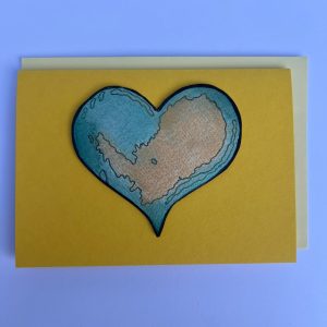Herzfunke – Aquarell-Herz Türkis/Pfirsich